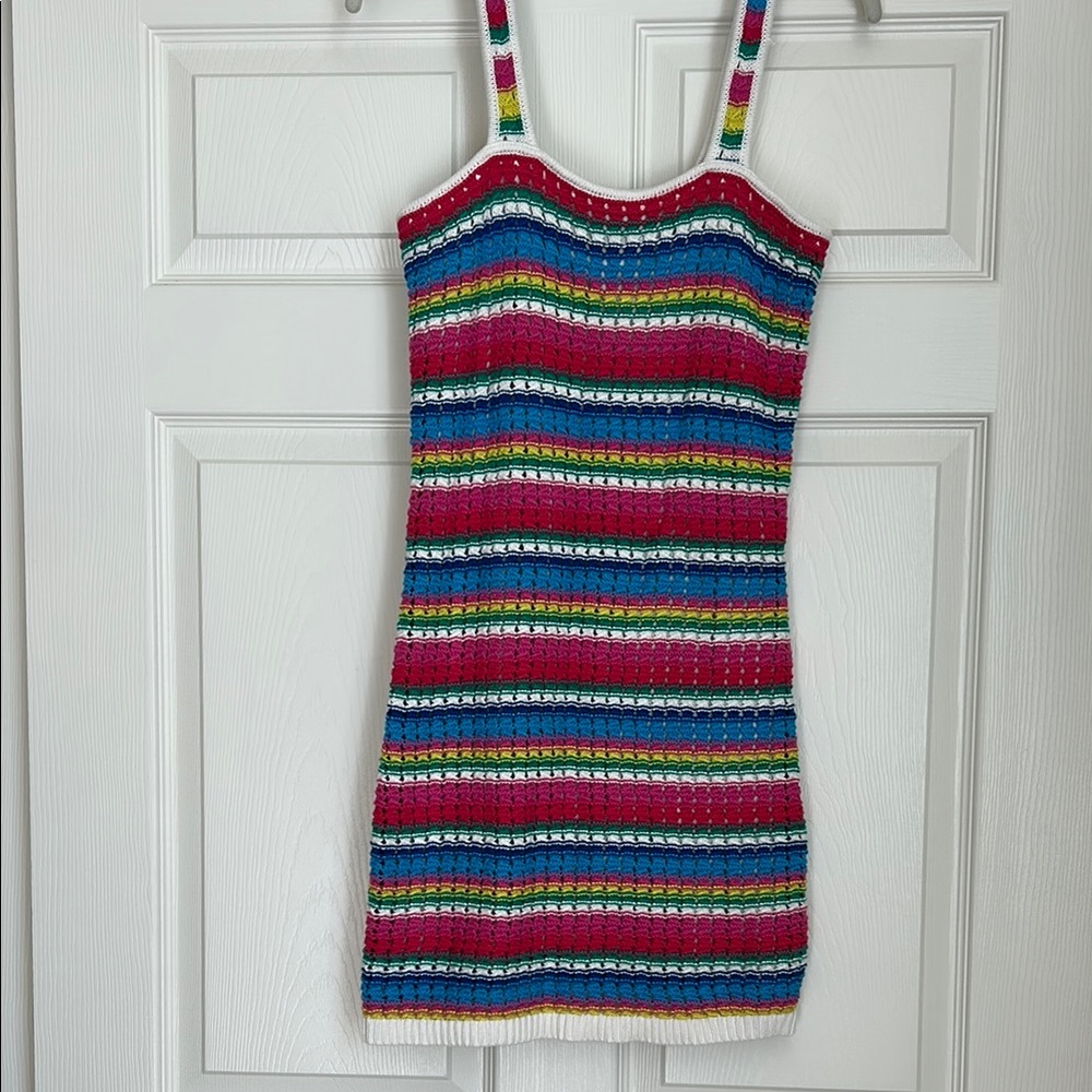 Colorful Striped Crochet Dress